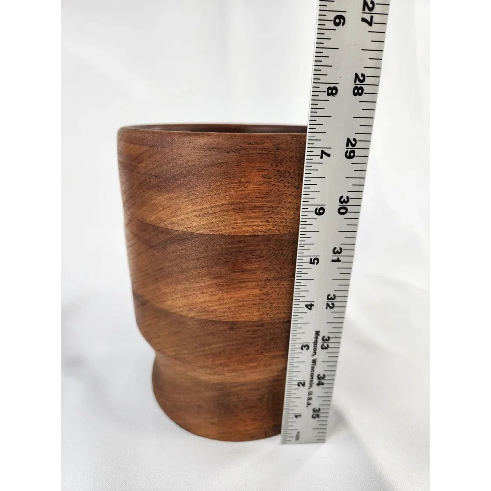 Vintage MCM Wood Planter Vase Handcrafted Hand Turned Plant Holder Unique Decor‎